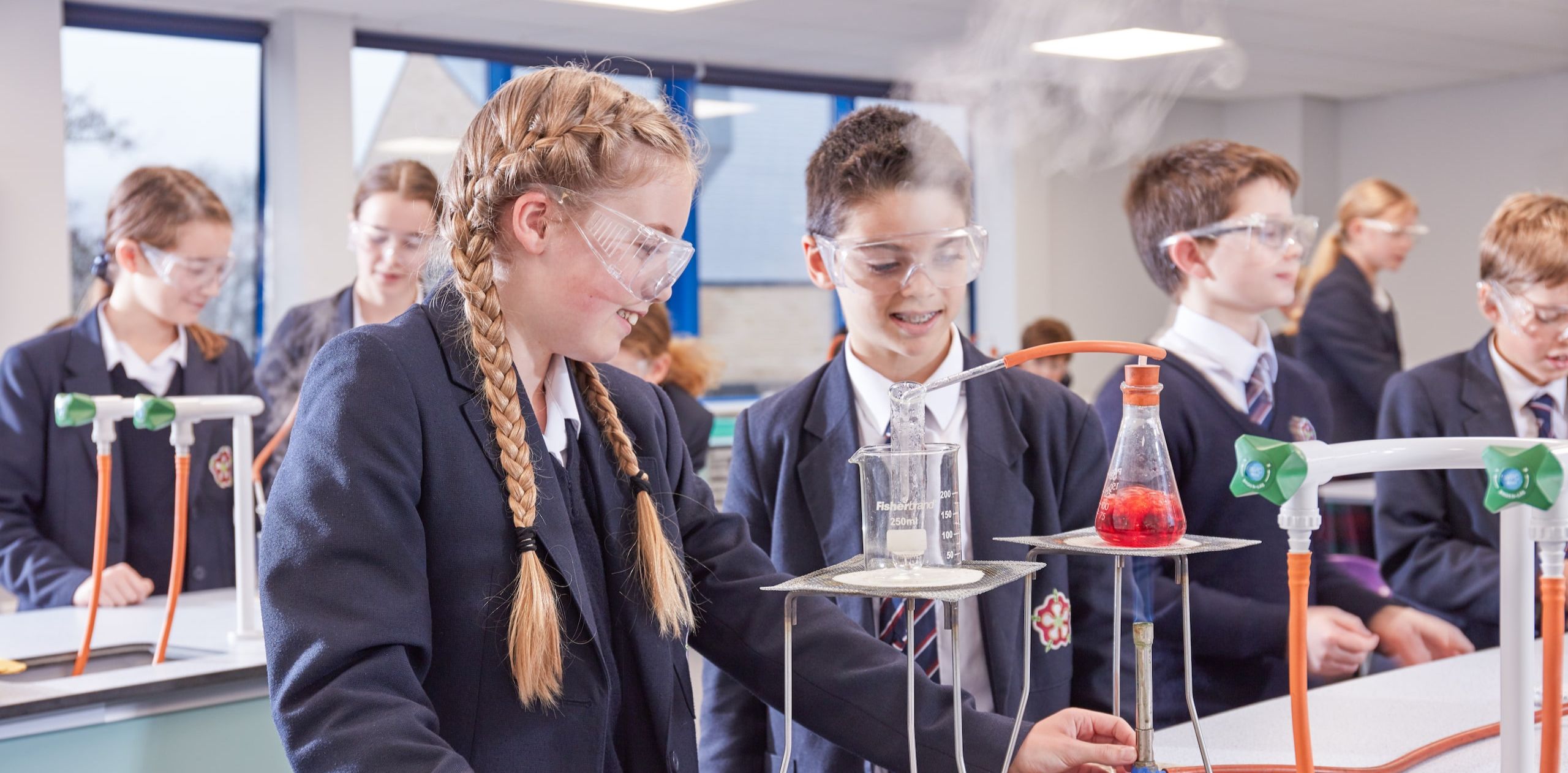 Two students doing science experiment