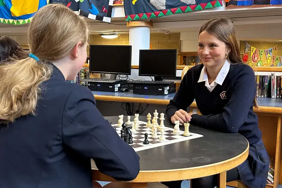 Pupils playing chess at KES Bath