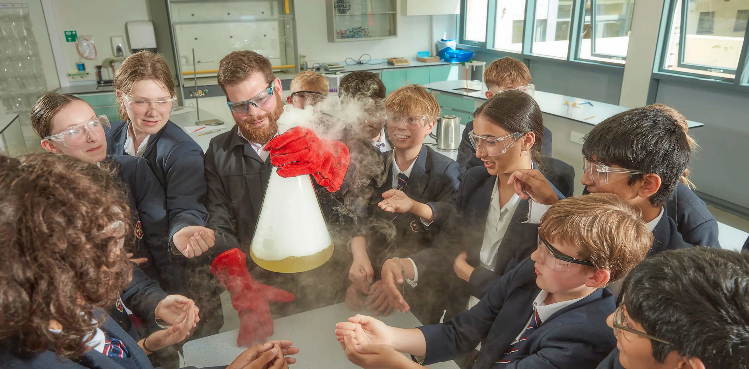 Chemistry lesson at KES Bath, a co-educational private school in south west england